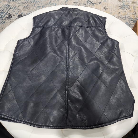 Men's Blue Vest Modern Fit jacket outerwear L Leather NWT - Picture 5 of 11